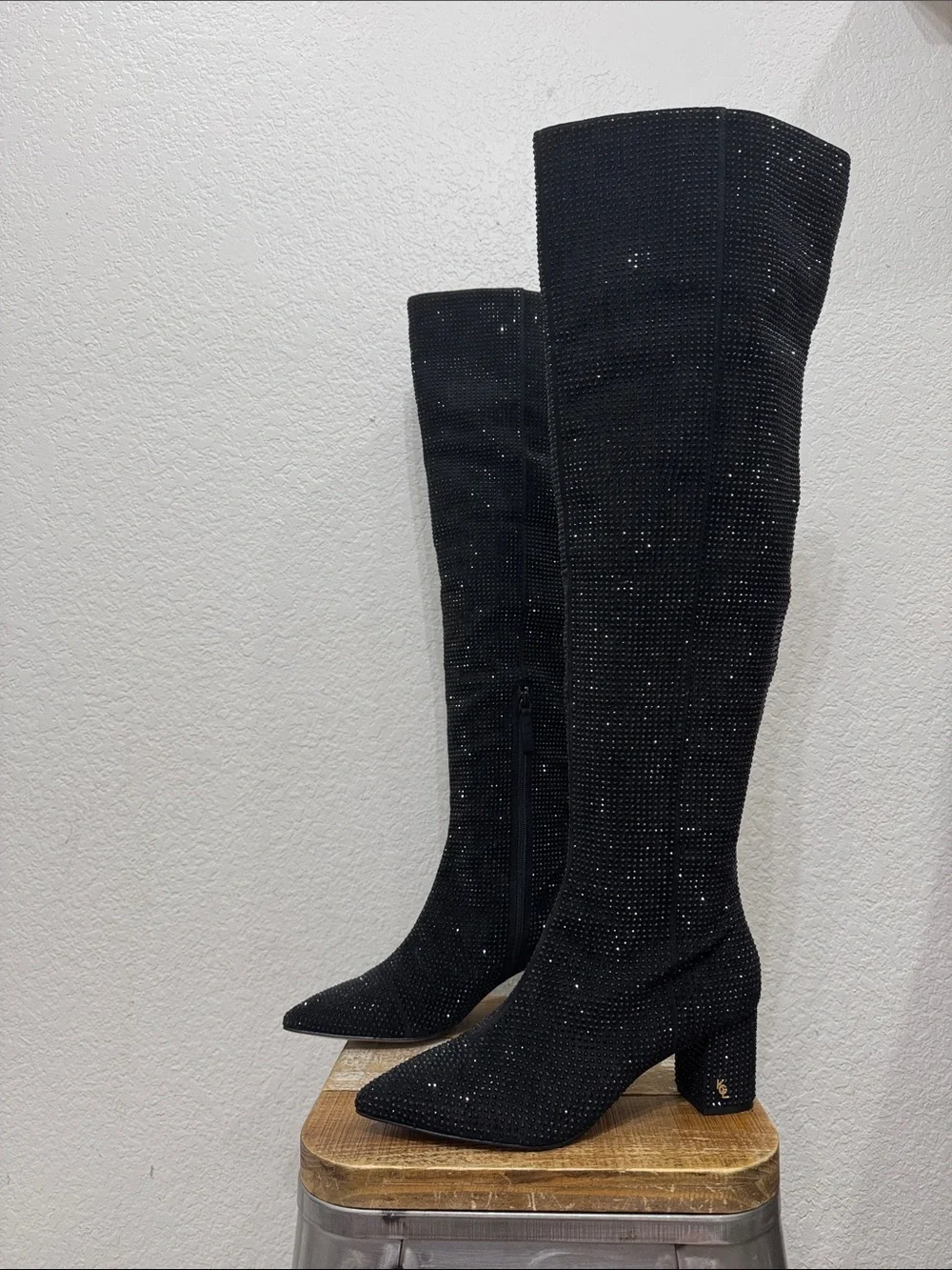 Kurt Geiger Burlington Black Crystal Over The Knee Boots NEW Size 10